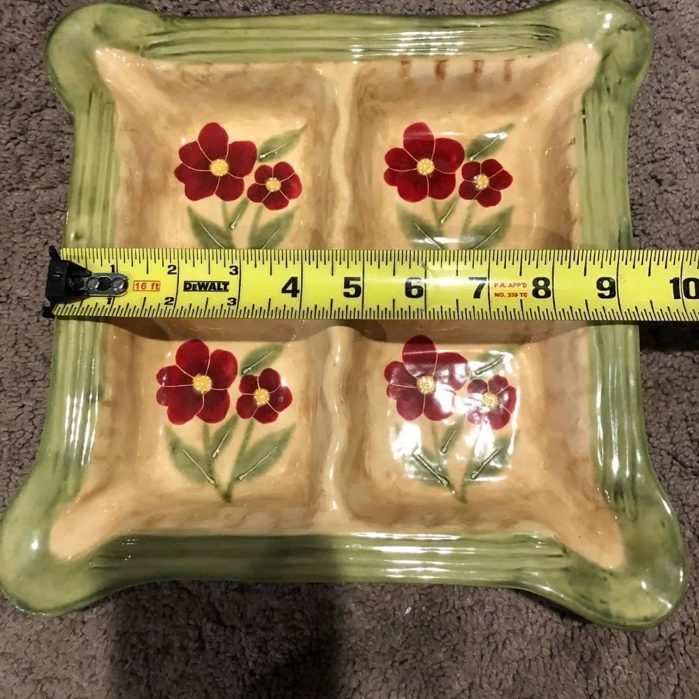 Ambiance Collections FLEUR RUSTIQUE by Nanette Vacher - 4 Section Relish Dish F1
